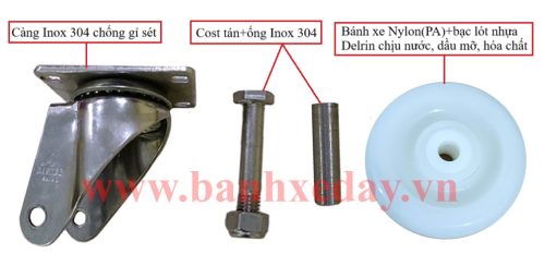 Phụ kiện bánh xe Inox xoay