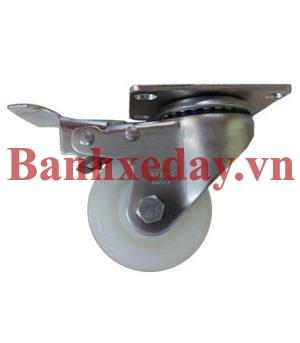 bánh xe nylon 75 inox xoay khóa