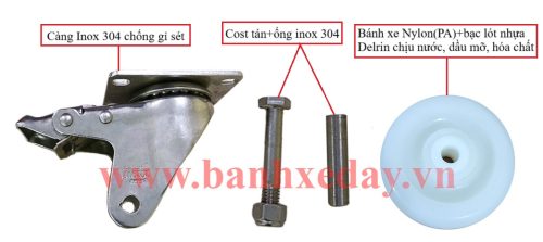 Phụ kiện bánh xe Inox xoay khóa