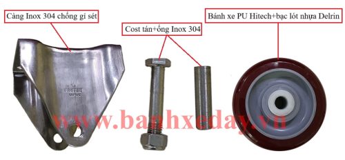 phụ kiện bánh xe PU inox tĩnh