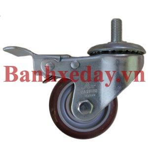 bánh xe PU nâu 75 xoay khóa