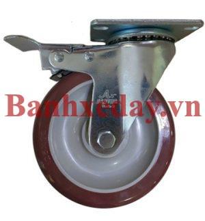 bánh xe PU nâu 125 khóa