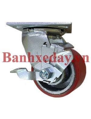 bánh xe PU gang có khóa,bánh xe pu, bánh xe PU lõi gang